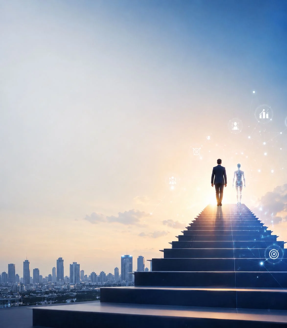 未来への階段を上る人とDigital Workforce